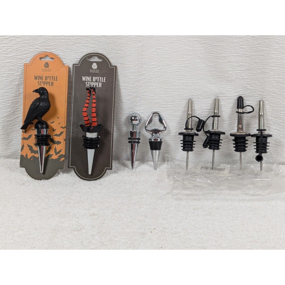 Wine Bottle Stoppers & Pourers - Wild Eye Designs - 8 Pieces